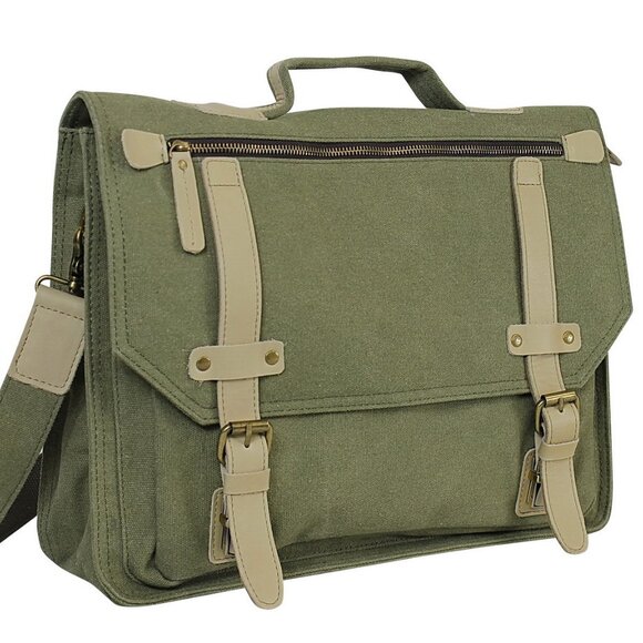Vagarant Classic Canvas Laptop Messenger Bag CM18GRN